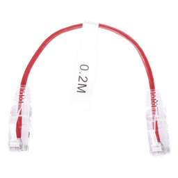 Cable de Parcheo Slim UTP Cat6 - 20 cm (7.87 Pulgadas) Rojo Diámetro Reducido (28 AWG)