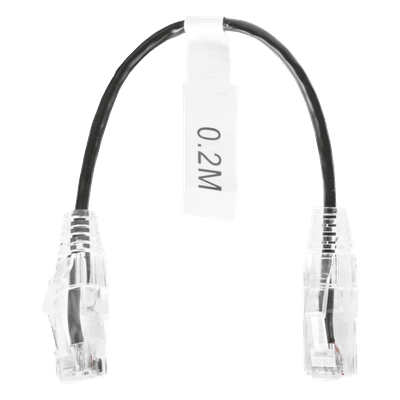 Cable de Parcheo Slim UTP Cat6 - 20 cm (7.87 Pulgadas) Negro Diámetro Reducido (28 AWG)