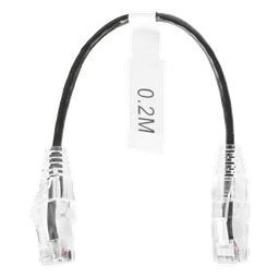 Cable de Parcheo Slim UTP Cat6 - 20 cm (7.87 Pulgadas) Negro Diámetro Reducido (28 AWG)