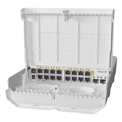 (netPower 16P) Switch administrable Sistema Operativo Dual, 16 puertos c/PoE, 2 puertos 10G SFP+ para Exterior