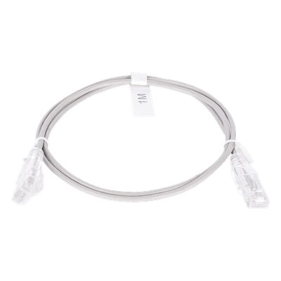 Cable de Parcheo Slim UTP Cat6 - 1 Metro (3.28 Pies), Gris, Diámetro Reducido (28 AWG)