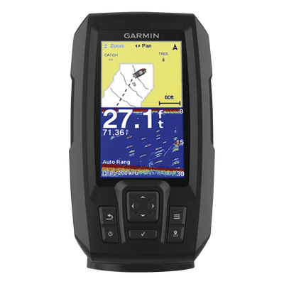 Fishfinder STRIKER™ Plus 4 con GPS Integrado / Pantalla QSVGA 272 x 480 píxeles / Frecuencias 50-200 kHz / Potencia 200 W RMS / Tecnología de Ganancia Automática / Sensor de Temperatura / Resistencia al Agua IPX7