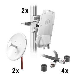Enlace Backhaul completo de alta capacidad, incluye: 2x PTP550CE, 2x NP2GEN2 (34 dBi), 4x Jumpers