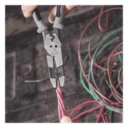 Pinza Híbrida con Ponchadora de 8". Pela Cable Sólido de 10-14 AWG y Cable Trenzado de 12-16 AWG