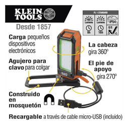 Lámpara de LED para Trabajo Personal, Recargable y Magnética (53 x 130 x 42 mm). 2 Potencias a elegir. Puede Cargar Smartphone