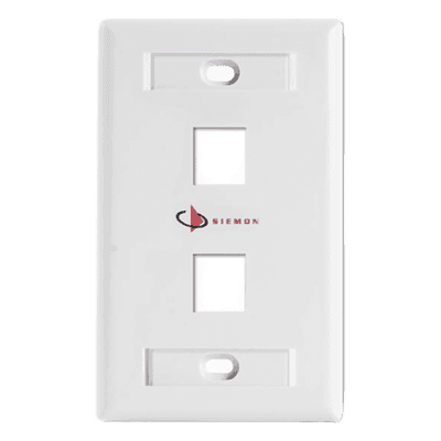 Placa de Pared Keystone de 2 Salidas, Color Blanco, para Jacks Keystone Z-MAX y MAX