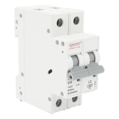 Protección Térmica/ Interruptor 2P, 10 A,  Corriente Alterna  400 Vca para Aplicación Fotovoltaica Montaje Riel DIN