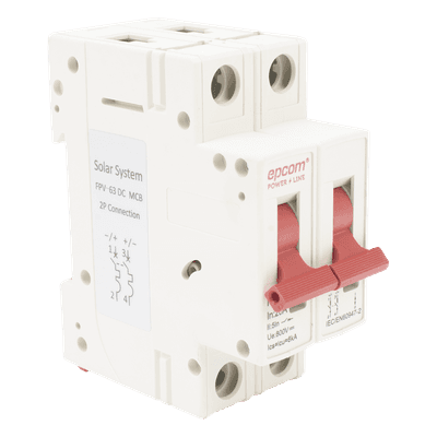 Protección Térmica/ Interruptor 2P, 20 A,  Corriente Directa  800 Vcc para Aplicación Fotovoltaica Montaje Riel DIN
