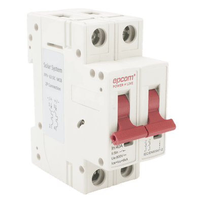 Protección Térmica/ Interruptor 2P, 40 A,  Corriente Directa  800 Vcc para Aplicación Fotovoltaica Montaje Riel DIN
