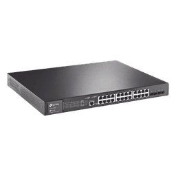 Switch L2+ Omada PoE+ / 24 Puertos PoE+ 10/100/1000 Mbps / 4 Puertos SFP 1G / 2 Puertos Consola (RJ45 y microUSB) / Administración Centralizada Omada o Stand-Alone / Multicast IGMP / Calidad de Servicio / Presupuesto PoE 384W / Montaje en Rack