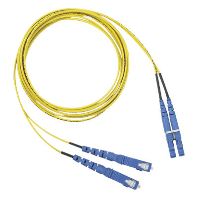 Jumper de Fibra Optica Monomodo 9/125 OS2, LC-SC Duplex, OFNR (Riser), Color Amarillo, 1 Metro (3.28 Pies)