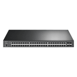 Switch L2+ Omada PoE+ / 48 Puertos PoE+ 10/100/1000 Mbps / 4 Puertos SFP 1G / 2 Puertos Consola (RJ45 y microUSB) / Administración Centralizada Omada o Stand-Alone / Multicast IGMP / Calidad de Servicio / Presupuesto PoE 384W / Montaje en Rack