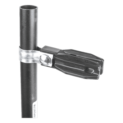 Aislador de Paso o Esquina con Abrazadera / 1 Pulgada (25 mm) / Resina Virgen 100% / Anti-Arqueo / Acero Galvanizado / Tubería de Malla Ciclónica