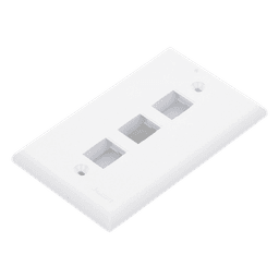 Placa de Pared Vertical, Salida Para 3 Puertos Keystone, Color Blanco