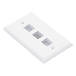 Placa de Pared Vertical, Salida Para 3 Puertos Keystone, Color Blanco