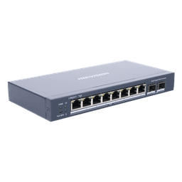 Switch Gigabit PoE+ / Administrable / 8 Puertos Gigabit PoE+ / 2 Puertos SFP / Configuración Nube Hik-Partner Pro / Modo Extendido hasta 300 Metros / 110 W