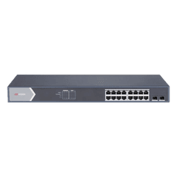 Switch Gigabit PoE+ / Administrable / 16 Puertos 1000 Mbps PoE+ / 2 Puertos SFP / Configuración Nube desde Hik-ParnerPro / PoE hasta 300 Metros / 225 Watts