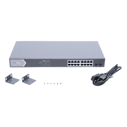 Switch Gigabit PoE+ / Administrable / 16 Puertos 1000 Mbps PoE+ / 2 Puertos SFP / Configuración Nube desde Hik-ParnerPro / PoE hasta 300 Metros / 225 Watts