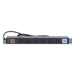 Tomacorriente Horizontal (PDU) de 6 contactos (NEMA 5-15R) + 2 USB para instalación en Rack de 19", 1UR, 125 Vca/ 15 A (THE0040091001001)