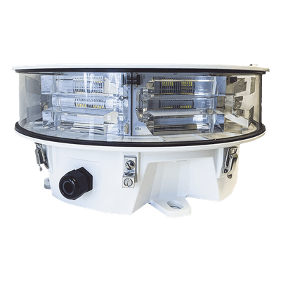 Baliza LED de Obstáculos Intensidad Media STAR Series / 20.000 cd Blanco/ 360° Cobertura Horizontal / IR Incluido 246 mW/sr / IP66 NEMA 4 / AC 