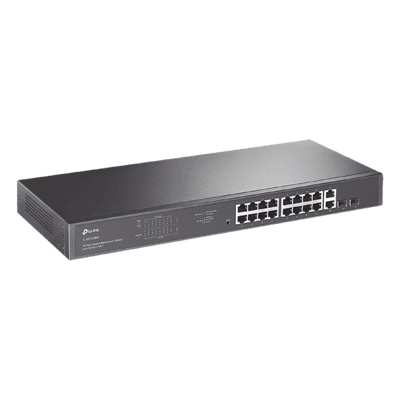 Switch no administrable de 16 puertos 10/100/1000Mbps y PoE af/at, 2 puertos SFP hasta 250W.