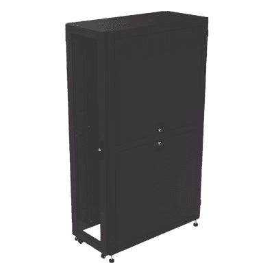 Gabinete Profesional para Telecomunicaciones de 45UR, 1200 mm Profundidad, Incluye 2 Organizadores Verticales de 45 Unidades de Rack, Se envía el Gabinete Armado.