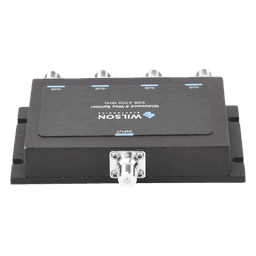 Divisor de potencia de 4 vías para la distribución de señal a dos antenas de servicio | 6 dB de pérdida por puerto | Conectores F hembra