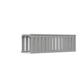 Canaleta Ranurada de PVC con Tapa, Tipo F, 108 mm de Ancho, 104.1 mm de Alto y 2 m de Largo, Color Gris