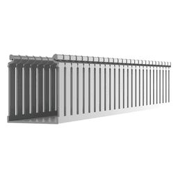 Canaleta Ranurada de PVC con Tapa, Tipo F, 108 mm de Ancho, 104.1 mm de Alto y 2 m de Largo, Color Gris