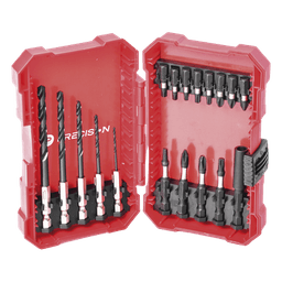 Juego de 18 Puntas y Brocas para Taladro, con Entrada Hexagonal de 1/4", Incluye Estuche.