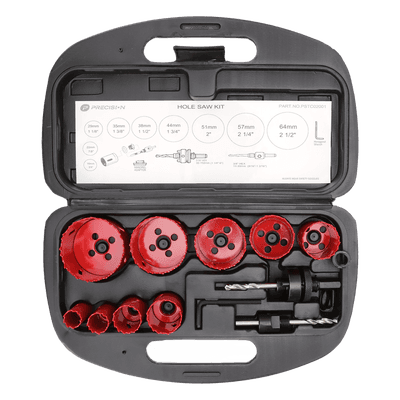 Juego de 13 Brocas Sierra Bimetálica con Adaptadores y Estuche. (3/4", 7/8", 1-1/8", 1-3/8",  1-1/2", 1-3/4", 2", 2-1/4", 2-1/2")