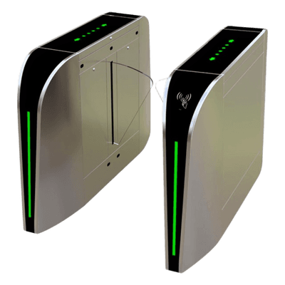 Puerta de cortesía tipo FLAP bidireccional / 30 personas por minuto / Acabado de Lujo / Apertura en 1 segundo / Acero inoxidable / Indicadores LED / Alarma por acceso denegado