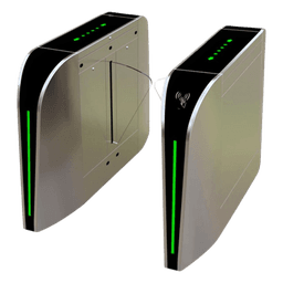 Puerta de cortesía tipo FLAP bidireccional / 30 personas por minuto / Acabado de Lujo / Apertura en 1 segundo / Acero inoxidable / Indicadores LED / Alarma por acceso denegado