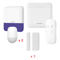 Kit de Alarma Inalámbrica / 48 Zonas / 2 PIR 15 m (49.2 ft) / Sirena Exterior 110 dB / Batería de Respaldo 12 h / Wi-Fi / AES-128