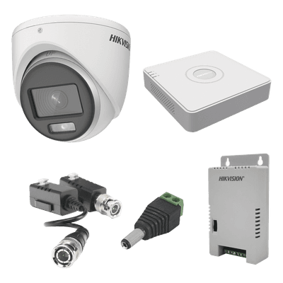  KIT COLORVU TURBOHD 1080pLite / DVR 4 Canales / 4 Cámaras Eyeball (exterior) / Transceptores / Conectores / Fuente de Poder Profesional