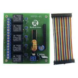 Tablilla interfaz de 5 relevadores con arnés 20x2 pines para Raspberry Pi