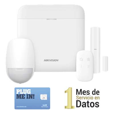 (AX PRO) KIT de Alarma AX PRO con GSM (3G/4G) / Incluye: 1 Hub con bateria de respaldo / 1 Sensor PIR / 1 Contacto Magnético / 1 Control Remoto /1 MICROSIM30M2M incluye 1 mes de servicio/ Wi-Fi / Compatible con Hik-Connect P2P