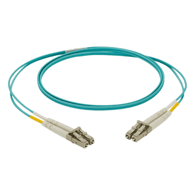 Jumper de Fibra Optica Multimodo 50/125 OM3, LC-LC Duplex, LSZH, Color Aqua, 3 Metros (9.84 Pies)