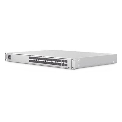 UniFi Switch PRO Aggregation Capa 3 para fibra óptica con 28 puertos SFP+ (10G) y 4 puertos SFP28 (25G), pantalla informativa