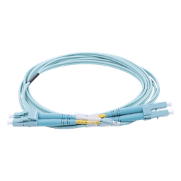 Jumper de Fibra Óptica Multimodo OM3 50/125 LC-LC OFNR (Riser), 2.0 mm, Dúplex, Aqua, 2 Metros (6.56 Pies)