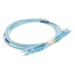Jumper de Fibra Óptica Multimodo OM3 50/125 LC-LC OFNR (Riser), 2.0 mm, Dúplex, Aqua, 2 Metros (6.56 Pies)
