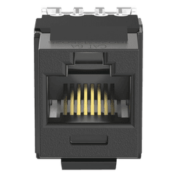 Conector Jack Estilo 110 (de Impacto), Tipo Keystone, Categoría 6A, de 8 Posiciones y 8 Cables, Color Negro