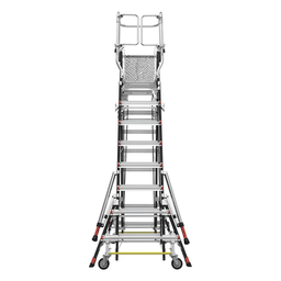 Escalera de Fibra de Vidrio  con Jaula de 8'-14' (2.44 - 4.27 m). Con Ajuste en Ruedas (RATCHET™ Leveler) (SKU:18515-817).