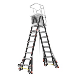 Escalera de Fibra de Vidrio  con Jaula de 8'-14' (2.44 - 4.27 m). Con Ajuste en Ruedas (RATCHET™ Leveler) (SKU:18515-817).