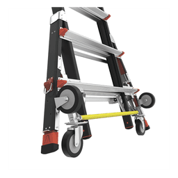 Escalera de Fibra de Vidrio  con Jaula de 8'-14' (2.44 - 4.27 m). Con Ajuste en Ruedas (RATCHET™ Leveler) (SKU:18515-817).