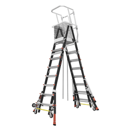 Escalera de Fibra de Vidrio  con Jaula de 8'-14' (2.44 - 4.27 m). Con Ajuste en Ruedas (RATCHET™ Leveler) (SKU:18515-817).