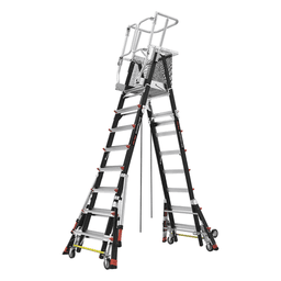 Escalera de Fibra de Vidrio  con Jaula de 8'-14' (2.44 - 4.27 m). Con Ajuste en Ruedas (RATCHET™ Leveler) (SKU:18515-817).