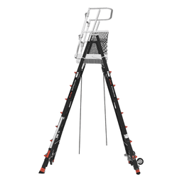 Escalera de Fibra de Vidrio  con Jaula de 8'-14' (2.44 - 4.27 m). Con Ajuste en Ruedas (RATCHET™ Leveler) (SKU:18515-817).