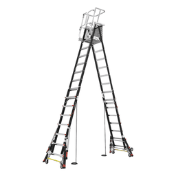Escalera de Fibra de Vidrio  con Jaula de 8'-14' (2.44 - 4.27 m). Con Ajuste en Ruedas (RATCHET™ Leveler) (SKU:18515-817).