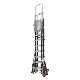 Escalera de Fibra de Vidrio  con Jaula de 8'-14' (2.44 - 4.27 m). Con Ajuste en Ruedas (RATCHET™ Leveler) (SKU:18515-817).
